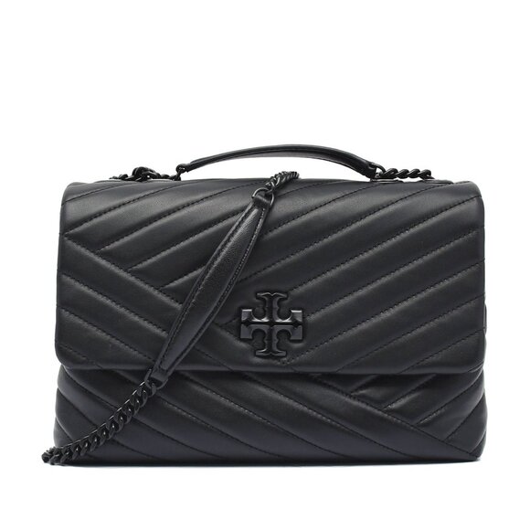 Tory Burch Kira Chevron Large Shoulder Bag – Black/Silver - Picture 1 of 10
